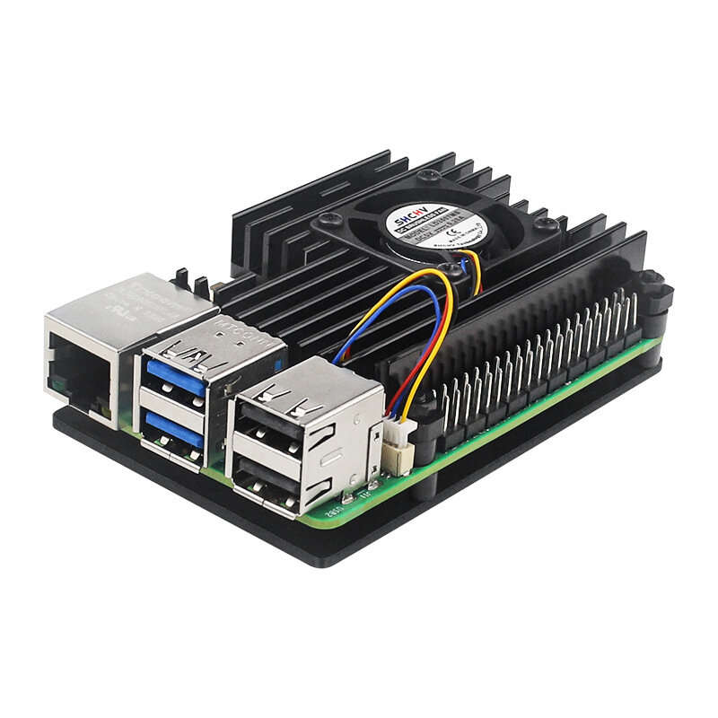 Raspberry Pi 5 Aluminum Alloy Case Metal Shell with Fan Heatsinks Active Passive Cooling Radiator fo