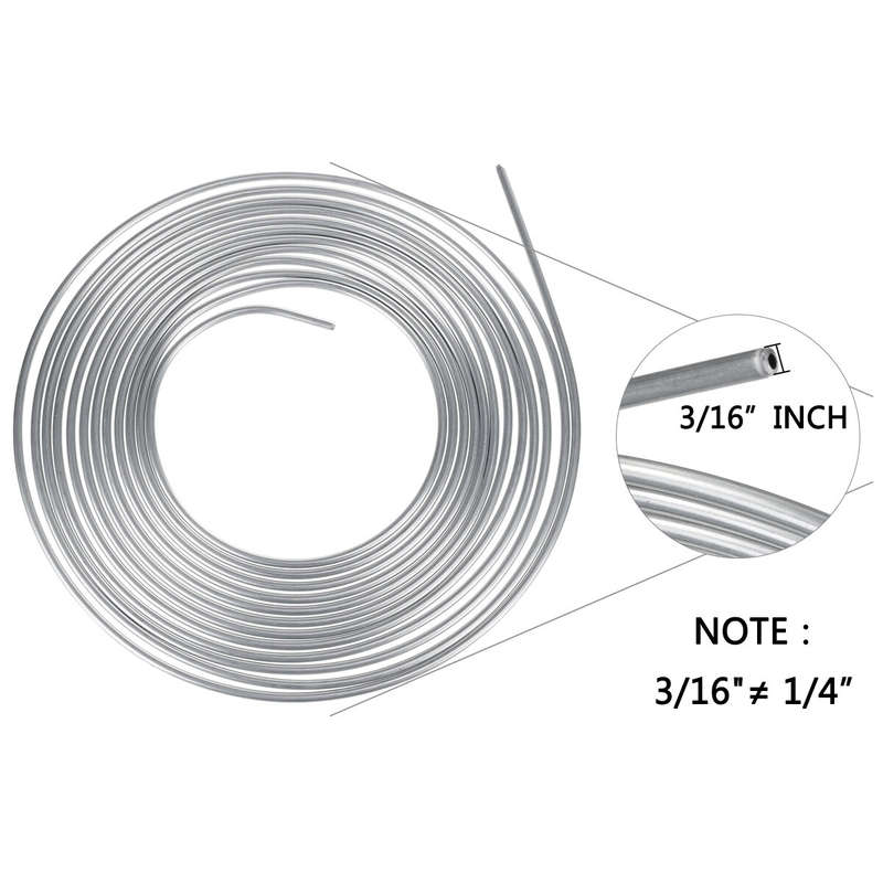 25Ft Coil Roll of 3/16"OD Steel Zinc Brake Line Fuel Tubing Kit with 16 Fittings Replacement Accesso