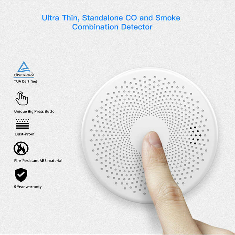2 in 1 Version WiFi Function Tuya And Smart Life Smoke Detector Sensor & Carbon Monoxide Co Gas Dete