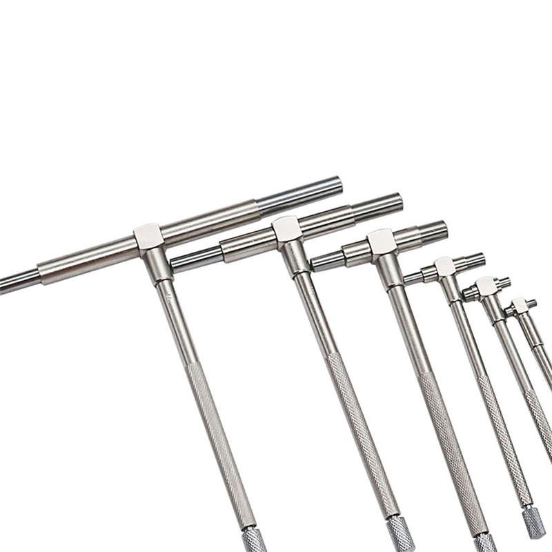 6PCS Telescopic Precision Gauge Set 8-150 mm Internal T Bore Hole Gauge Set Plated Square Head Teles