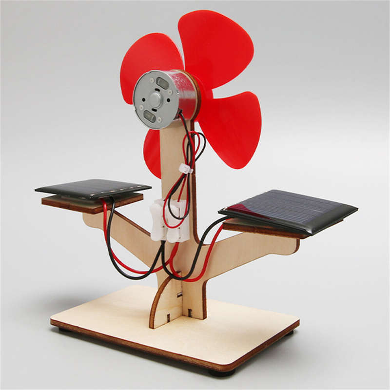 Wooden Solar Power Fan Model Assembly Kit DIY Children's Science Experiment Education Puzzle Toy Stu