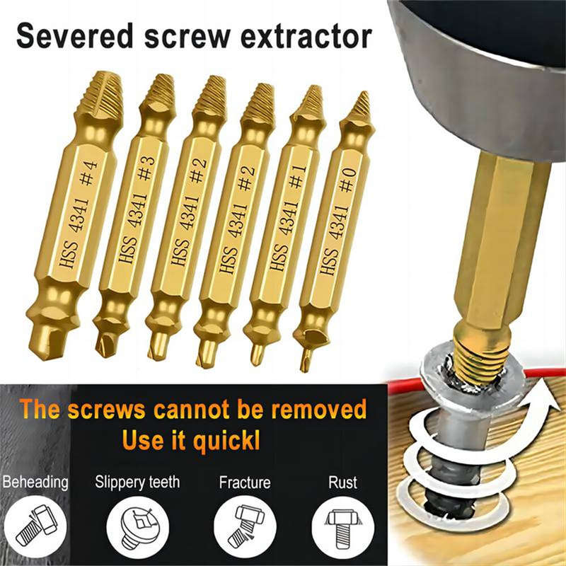 6PCS Damaged Screw Extractor Set Easy Out Bolt Extractor Set Double Head Screw Remover Tools Broken