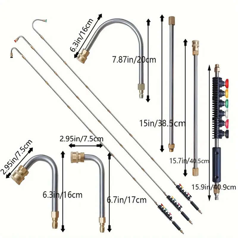 16PCS Stainless Steel High-Pressure Water Gun Set with Extended Rods 4000psi Quick Connect Versatile
