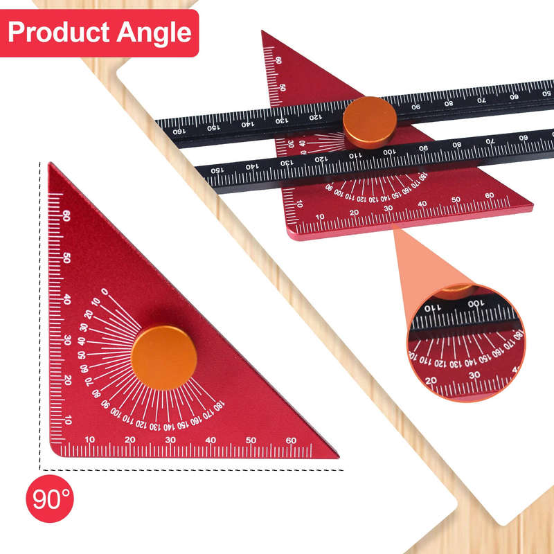 Aluminum T Square Ruler 180 Degree Rotating Marking Gauge Precision Woodworking Measuring Tool with
