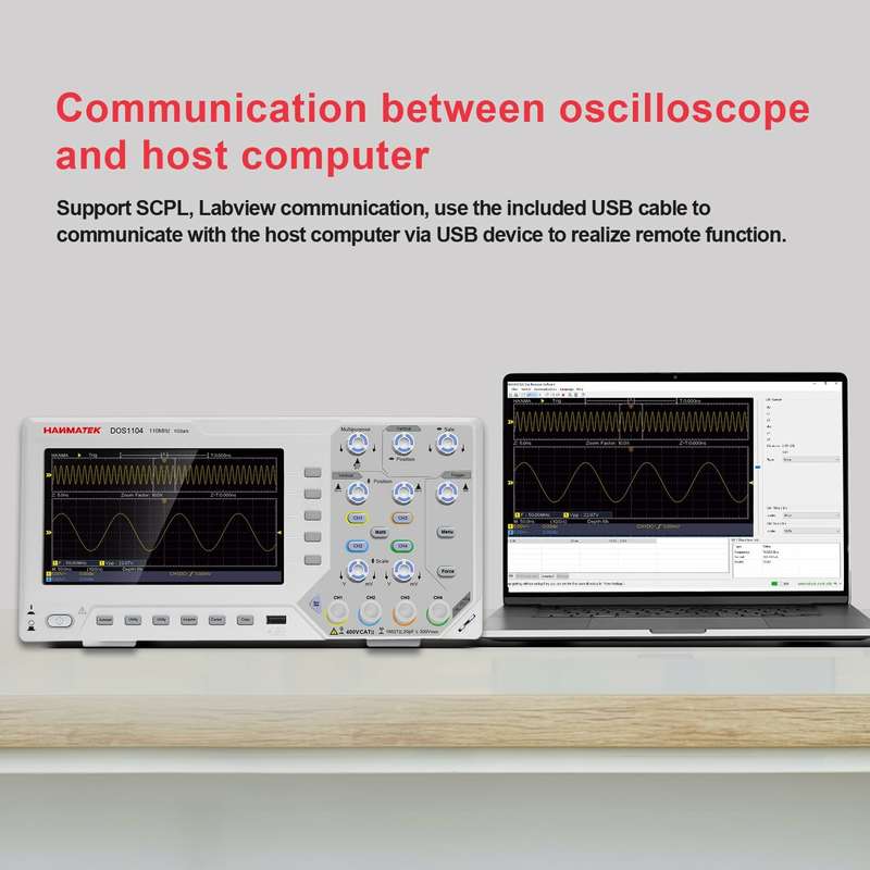 HANMATEK DOS1104 Digital Oscilloscope with 4 Channels and Screen 7 inch / 18 cm TFT-LCD Display Port