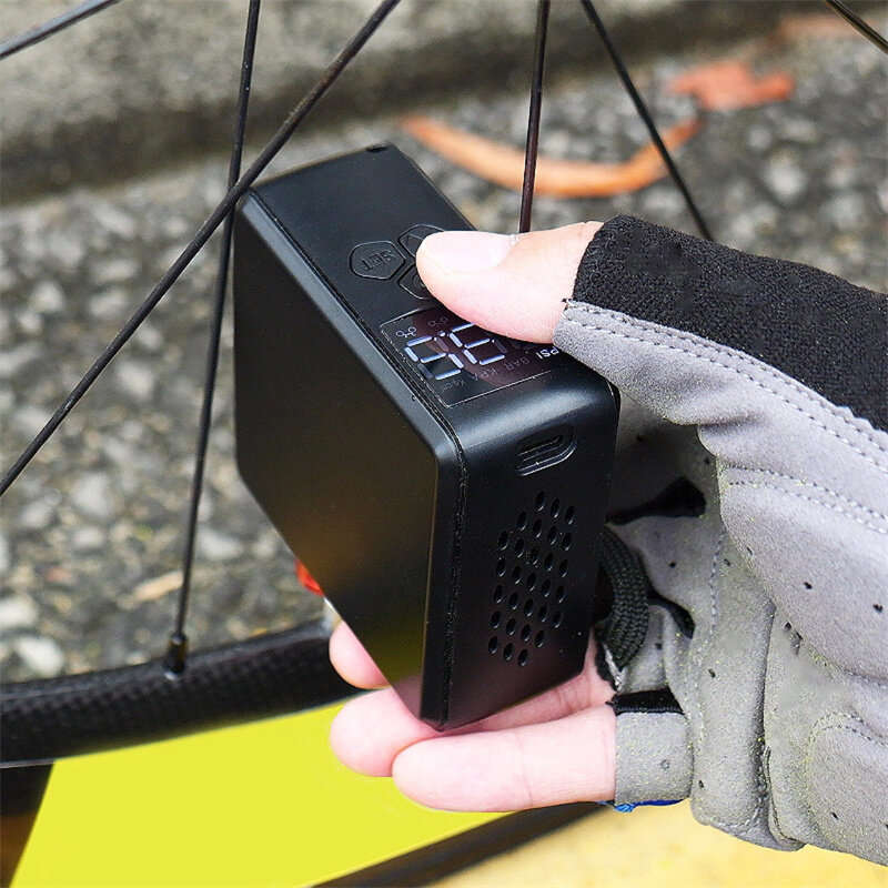 150PSI Portable Bike Inflation Air Pump 70W Power Output 2400mAh Power Bank Digital Display USB Rech
