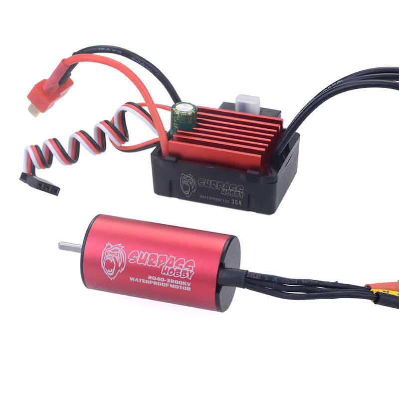 Surpass Hobby Diamond Seriers Waterproof 2040 3200KV Brushless Motor with 35A ESC for 1/16 1/18 RC V