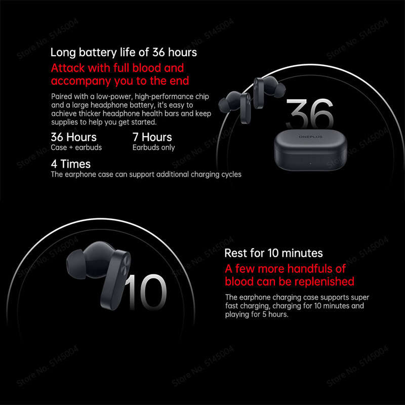 OnePlus Buds Ace TWS bluetooth 5.3 Earphone ANC Noise Cancelling HiFi Stereo Bass AAC Audio In-ear S
