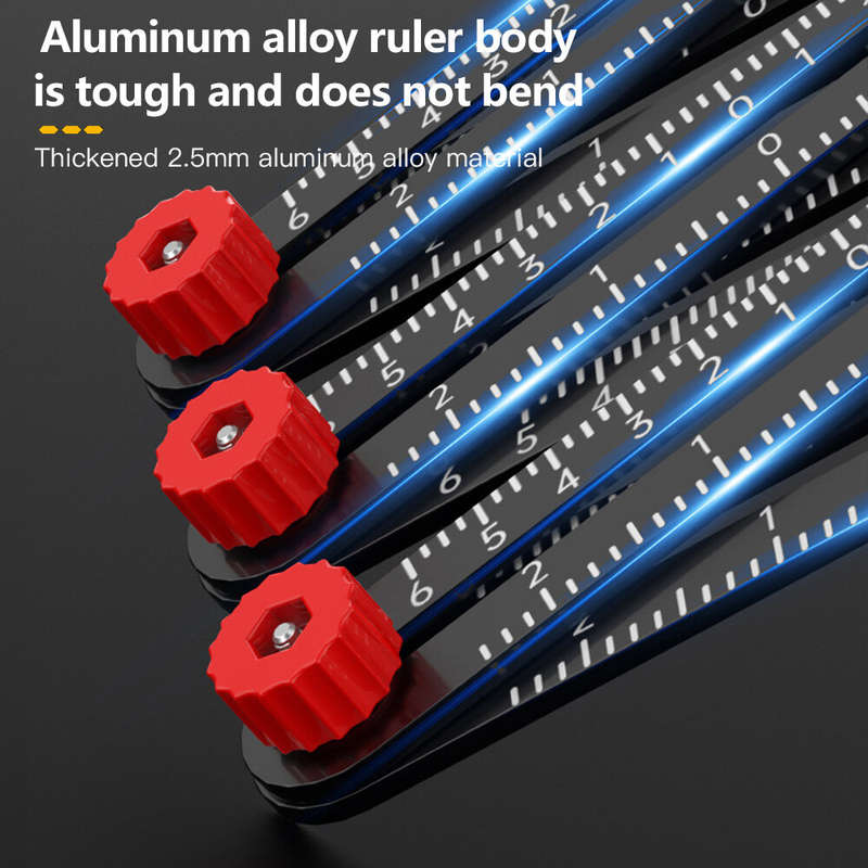 6/9/12 Fold Aluminium Alloy Angle Ruler Finder Measuring Ruler Perforated Mold Template Tool Locator