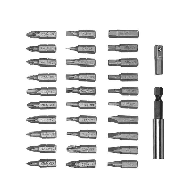 31PCS Drill Bits Set with PH PZ SL H T Sizes and 60mm Extension Rod in Plastic Case Versatile Heavy-