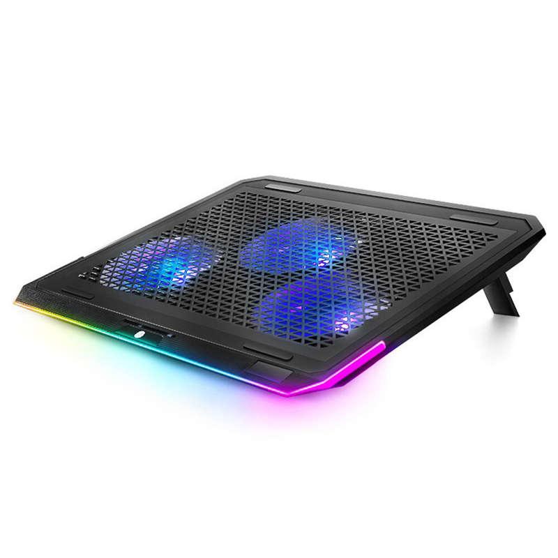 LLANO Laptop Cooling Pad Laptop Radiator Cooler Stand with 3 Cooling Fans 2 USB Ports Adjustable Hei