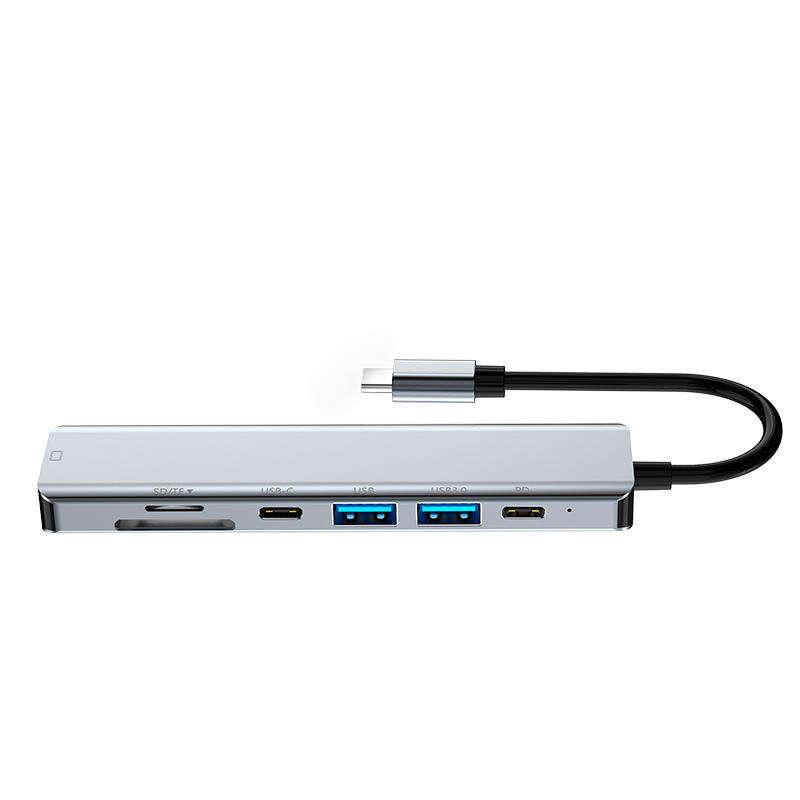 Basix 7-in-1 Type-C Docking Station USB-C Hub Splitter Adaptor with USB3.0*2 USB-C Data PD87W USB-C
