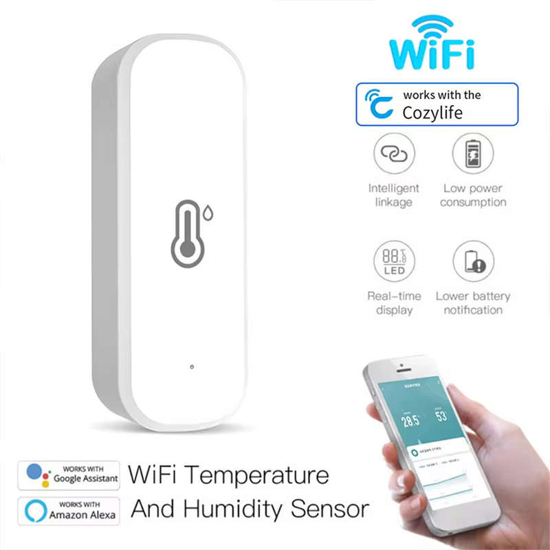 WiFi Temperature Humidity Tester Smart Home Integration Alexa Google Assistant Mobile App Control -1