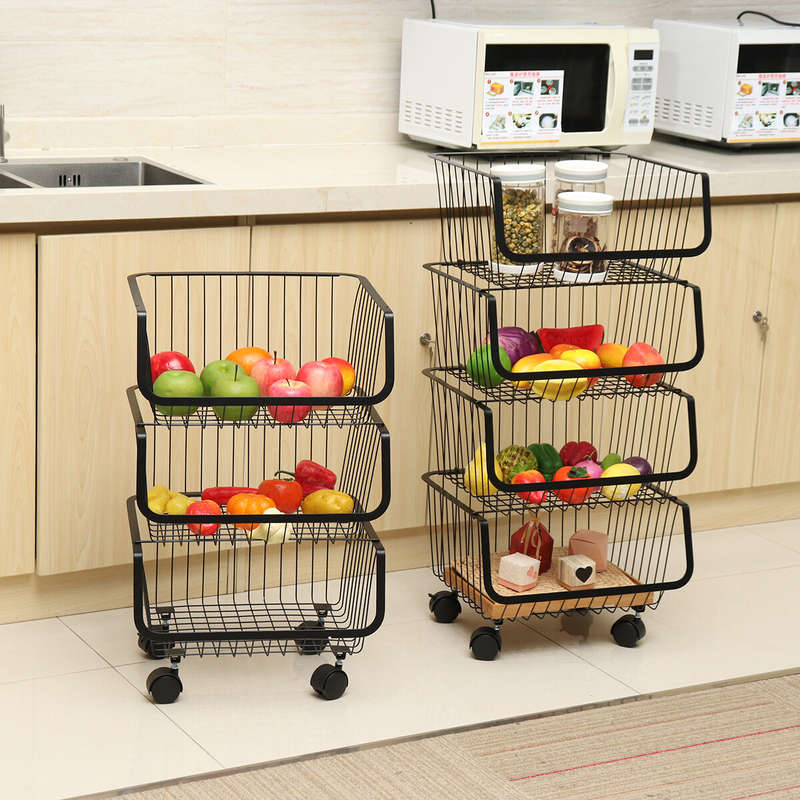 2/3/4/5 Tiers Kitchen Storage Racks Bookshelf Bathroom Shelf Space Saving Holder Organizer with Whee