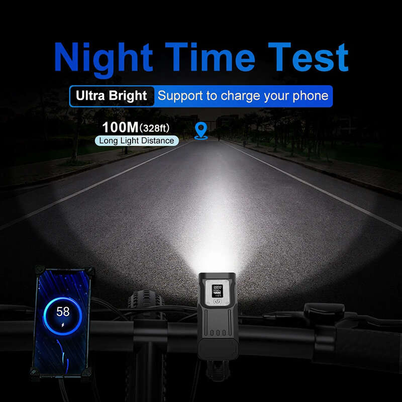 NATFIRE GTR60 OLED Display Bike Light 2000 Lumens 8 LEDs 10000mAh Battery USB Rechargeable IPX5 Wate