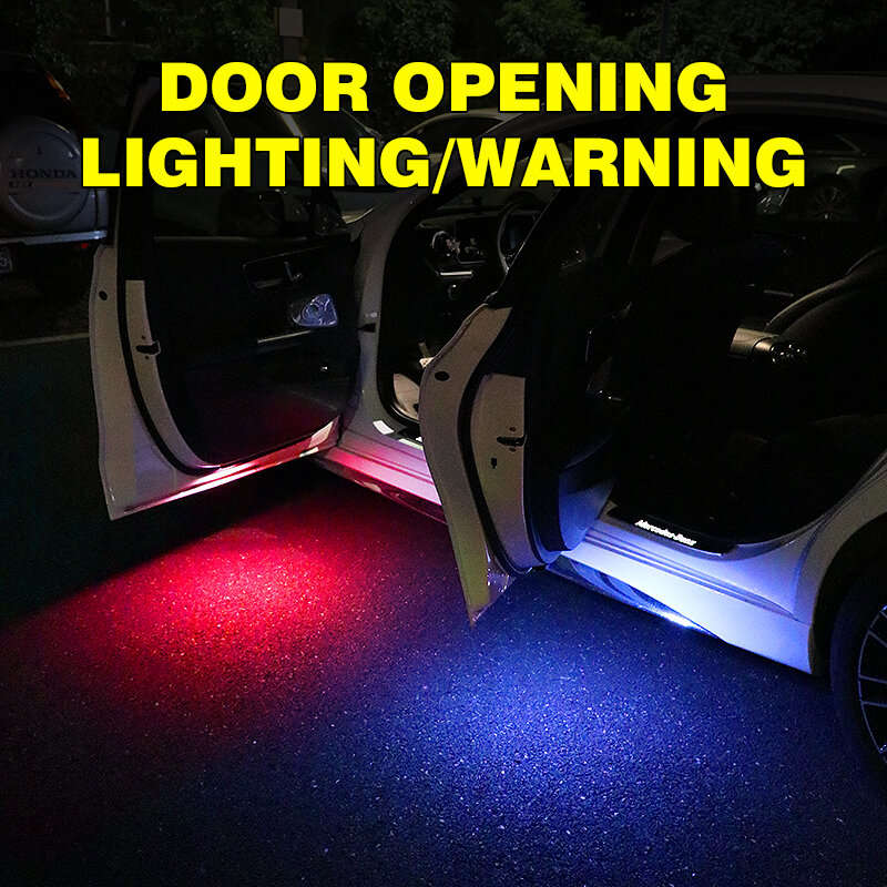 LED Car Door Welcome Light Multicolor Flash Cordlessd Atmosphere Warning Light Anti-collision Rear-e