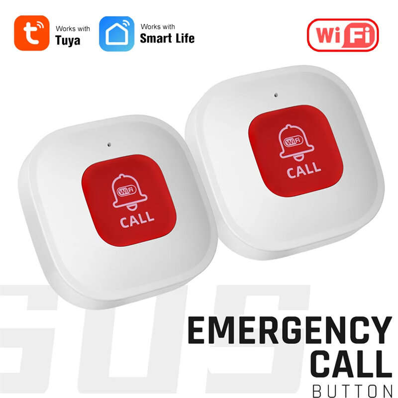 Tuya WiFi Smart SOS Call Button Wireless Caregiver Pager Phone Alert Transmitter Emergency Call Butt