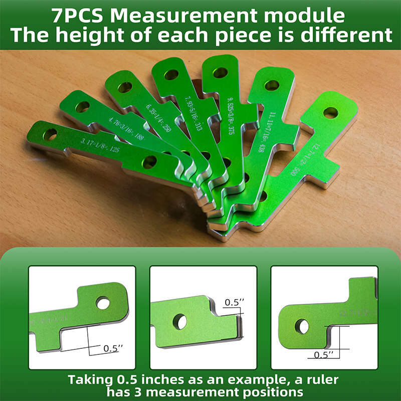 7PCS Setup Blocks Woodworking Mesurement Module with Inch and Fractional Measurements Heavy Duty Ste
