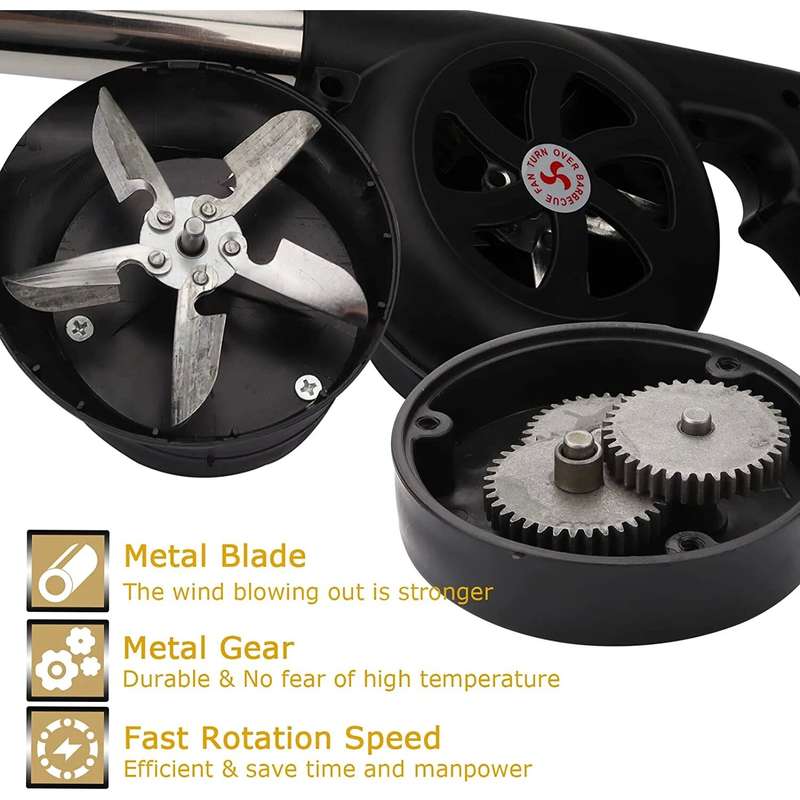 Outdoor Barbecue Fan Hand-cranked Air Blower Portable BBQ Grill Fire Bellows Tools Picnic Manual Bar
