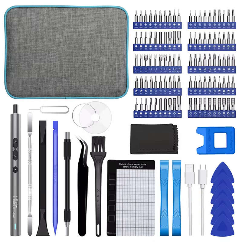 120 in 1 Precision Electric Screwdriver Set 350mAh Lithium Battery 180 RPM Motor 100 Precision Bits