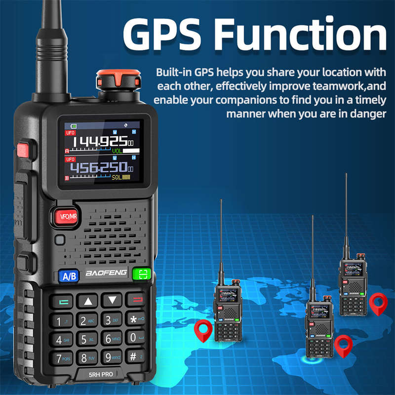 BAOFENG UV-5RH PRO Walkie Talkie 10W GPS 640 Channels Type-C Charging NOAA Weather Radio Two Way Ham