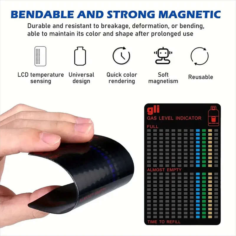 Gas Level Indicator for Propane Butane LPG Containers 10x6.3cm PET Soft Magnetic Accurate Temperatur