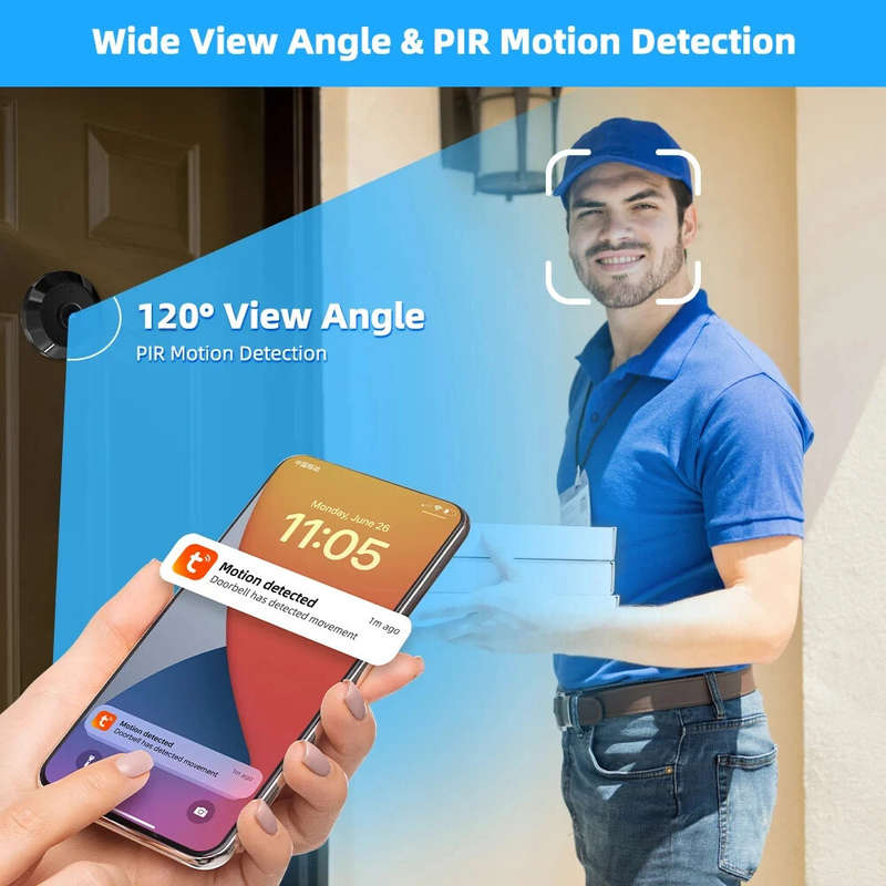 S50S Tuya Smart 1080P 2.4G WiFi Door Camera Microwave Radar Human Detection Video Doorbell Viewer Di