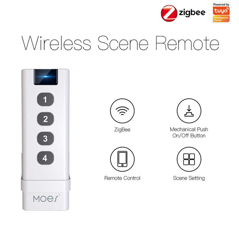 Moes Tuya Smart Zigbe Scene Switch 4 Gang 12 Scenes Remote Tuya Zigbe Hub Required No Control Device