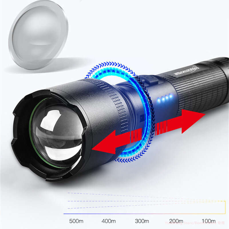 BIKIGHT Powerful XHP60 Flashlight Super Bright Portable Torch USB Rechargeable Outdoor Camping Tacti