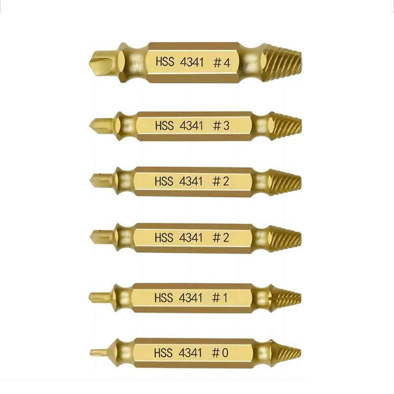 6PCS Damaged Screw Extractor Set Easy Out Bolt Extractor Set Double Head Screw Remover Tools Broken