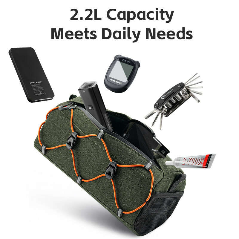 ROCKBROS 2.2L Cycling Bicycle Front Bag 100% Polyester Three-point Fixation Stability High-visibilit