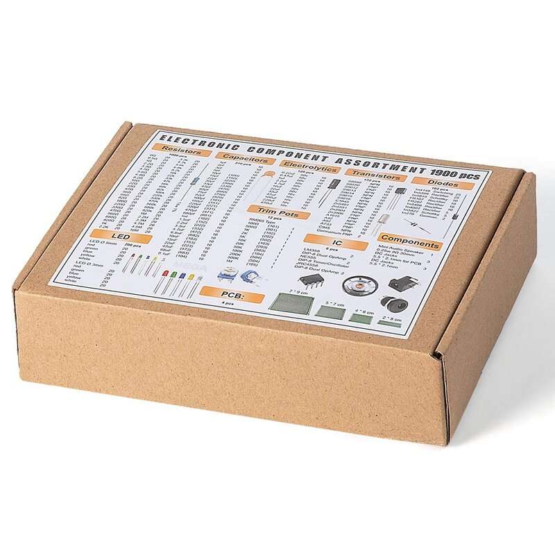 1900PCS Mega Electronic Component Assortment Kit Capacitors Resistors LED Transistors Diodes 1n270 G