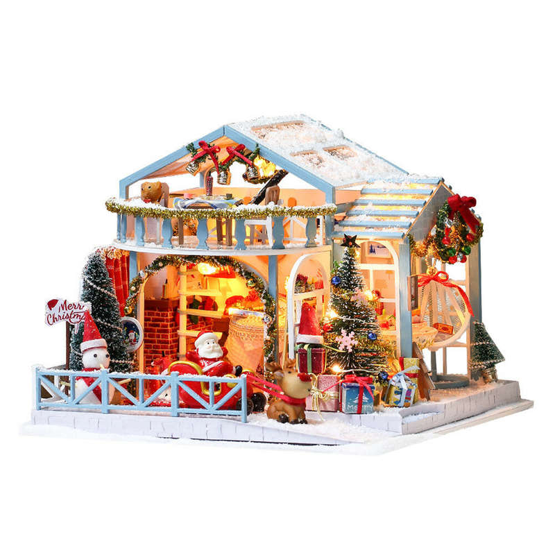 IIECREATE 2020 New Christmas K-058 Christmas Snowy Night DIY Assembled Cabin w