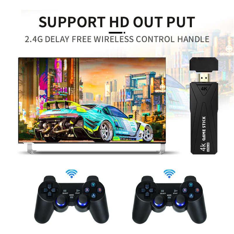 Powkiddy Y3 Arcade Game Console with 4K TV Stick RK3228A Android 7.1 HD Playback 2.4G Wireless Gamep