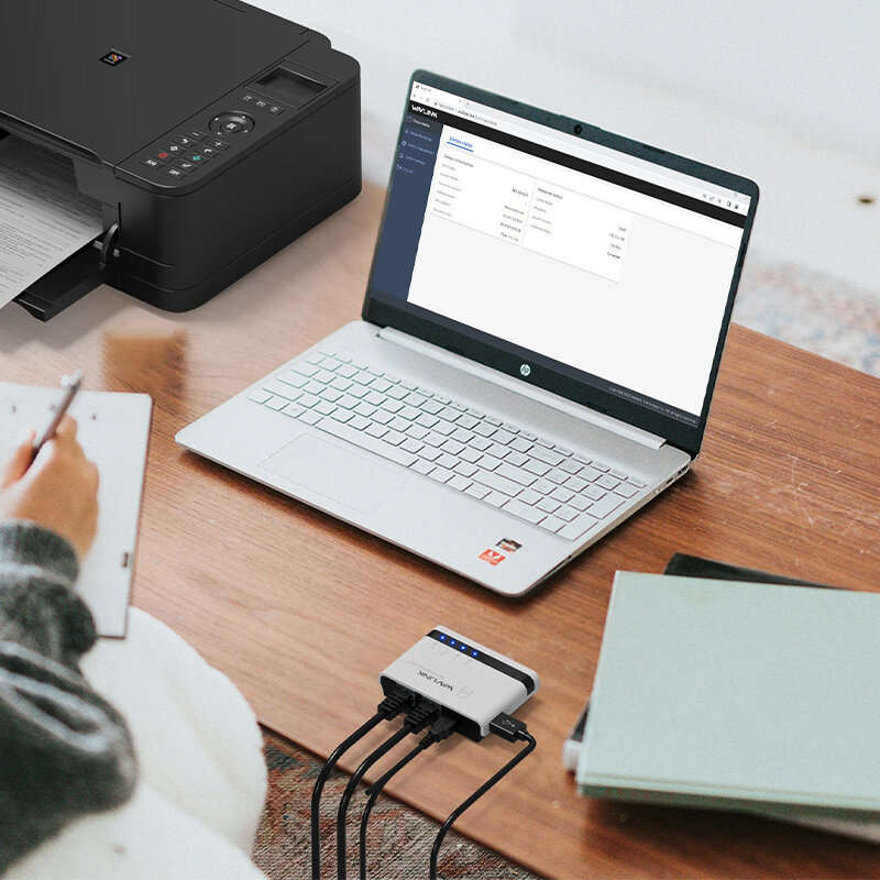 Wavlink USB2.0 Wireless Printer Server with 10/100Mbps LAN/Bridge WiFi Support Wired/Wireless/Standa