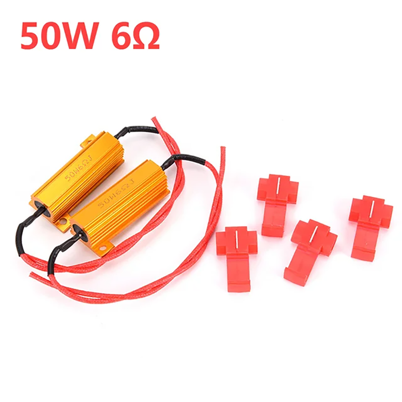 2pcs 50W 6 Car LED Canbus Load Resistors Automobile Turn Signal Flashlight License Plate Lamp Resist