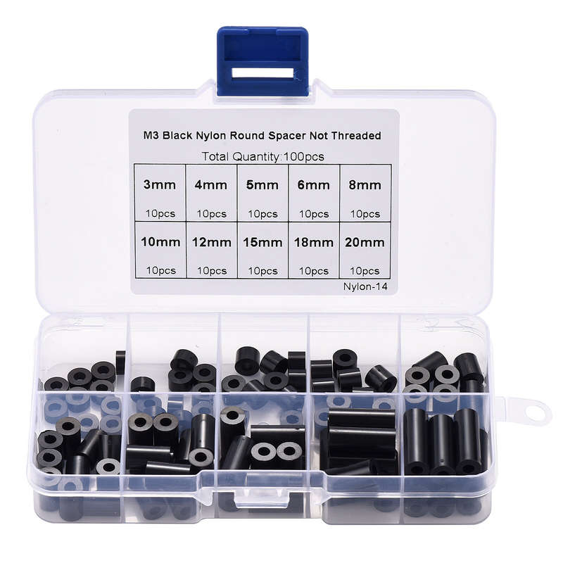 100pcs M3 Nylon Round ABS Metric Spacer Insulation Plastic Standoff Not Threaded for Screw Assortmen