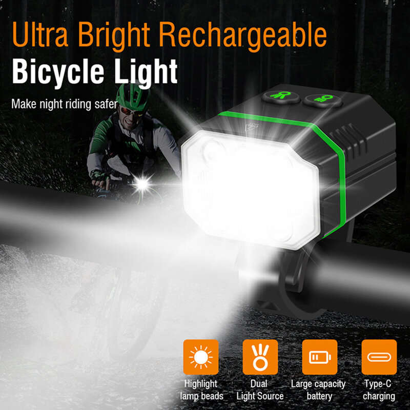 1500Lm Super Bright Bike Headlights IP67 Waterproof Various Lighting Modes Type-C Fast Charge Alumin