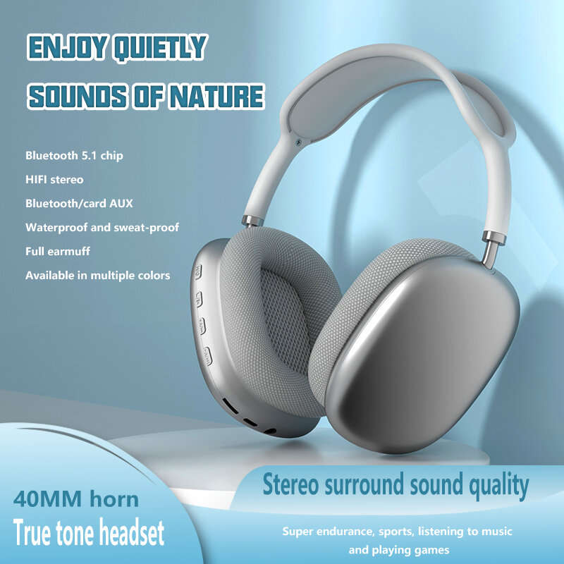 P9 Wireless bluetooth 5.1 Headphones HiFi Stereo Deep Bass Telescopic Metal Arm Gaming Headphones wi