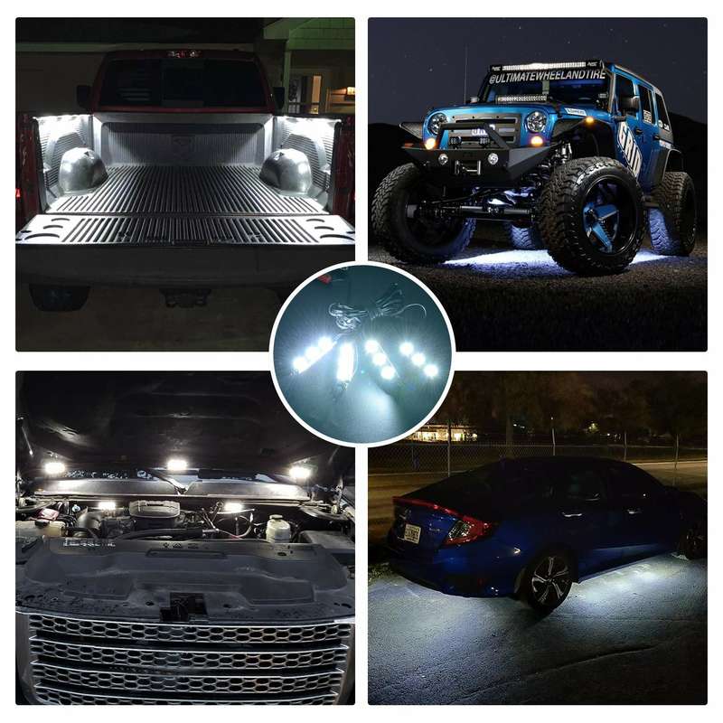 8PCS 24LED Rock Light for Cargo Truck Pickup Bed Off Road Under Car Side Marker LED Rock IP67 Waterp