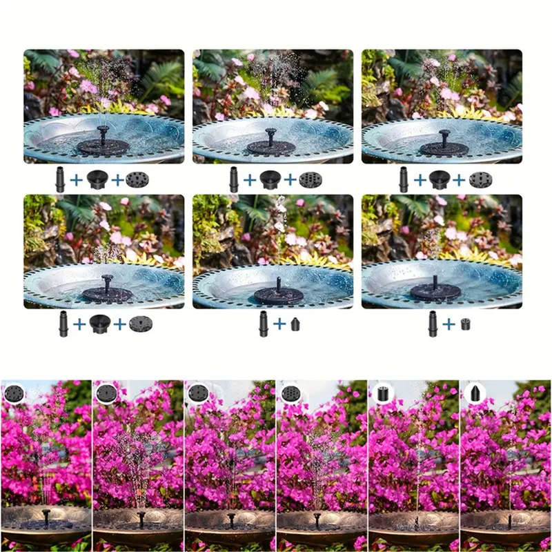 Solar Powered Mini Garden Pond Fountain Pump with 1.5W 7V Solar Panel High Lift 110cm Max Flow Rate