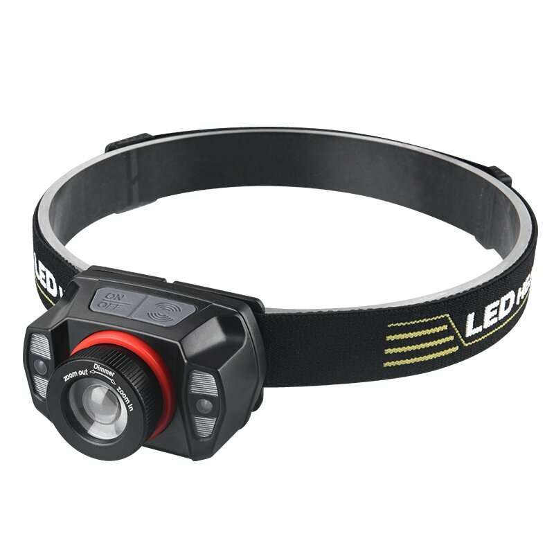 XPE+LED Strong Light Headlamp Built-in Battery USB Charging Wave Sensing Zoom Strong Light Headlamp