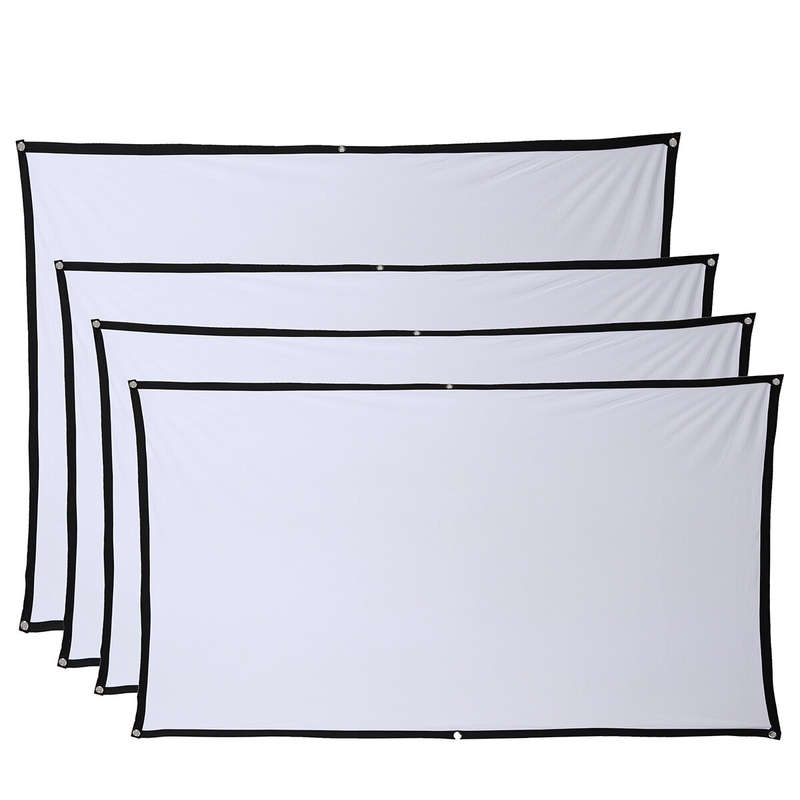 16: 9 Projector Screen Home Projection Screen Cloth Outdoor Portable Folding Simple Soft Curtain wit