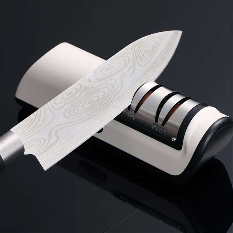2-Stage Electric Knife Scissors Sharpener Professional Kitchen Sharpening Tool Built-in 2000mAh Batt