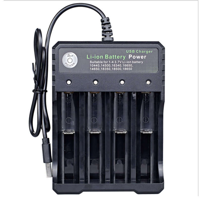 USB Intelligent Universal Rechargeable Battery Charger 18650 Flashlight Charger 4 Slots Fast Charge