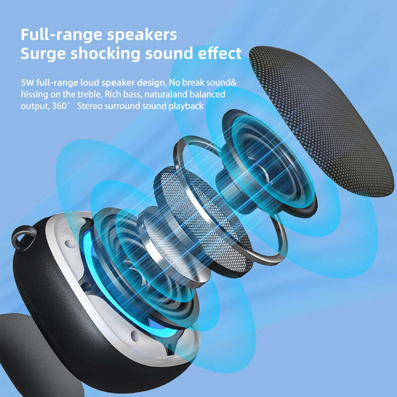 EBS-309 bluetooth 5.3 Speaker Portable Speaker 360 Stereo Surround Sound Bass RGB Light 1000mAh Batt