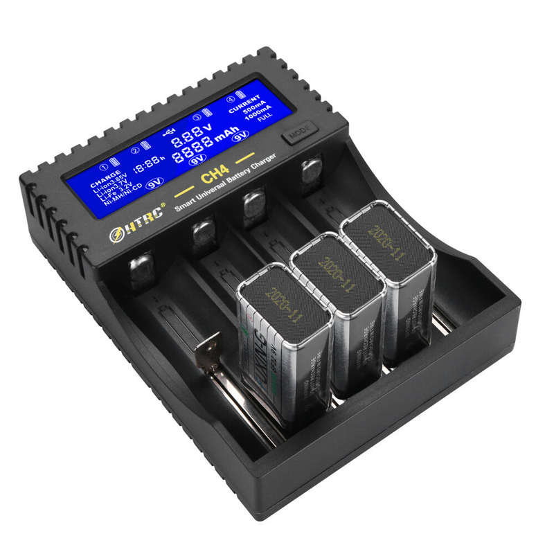 HTRC CH4 Battery Charger Li-ion Li-fe Ni-MH Ni-CD Smart Fast Charger for 18650 26650 6F22 9V AA AAA