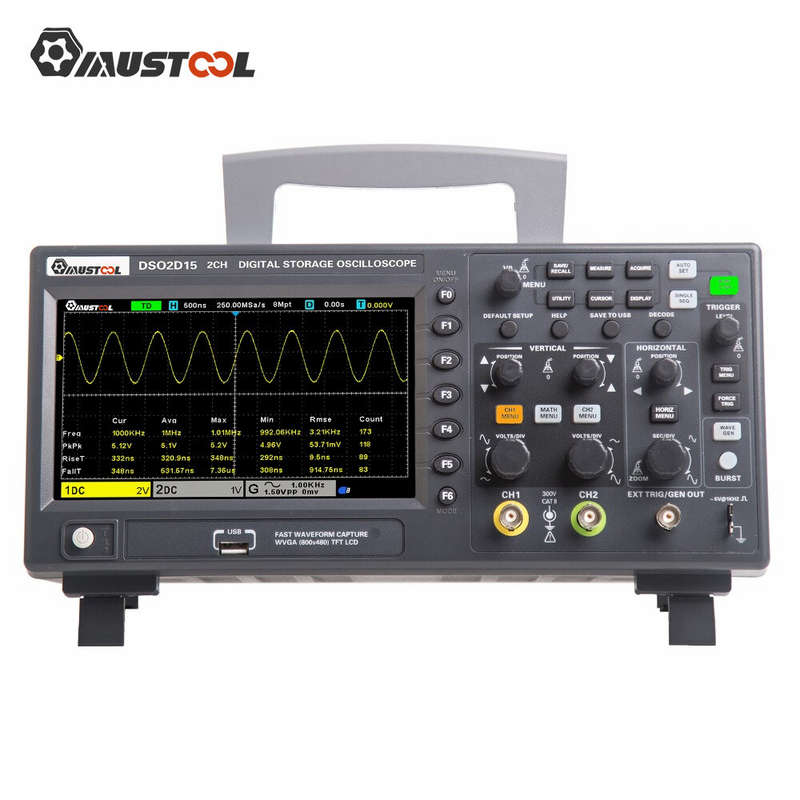 MUSTOOL DSO2D15 Dual-Channel + AFG Digital Storage Oscilloscope 150MHz 1GSa/s Signal Generator Oscil