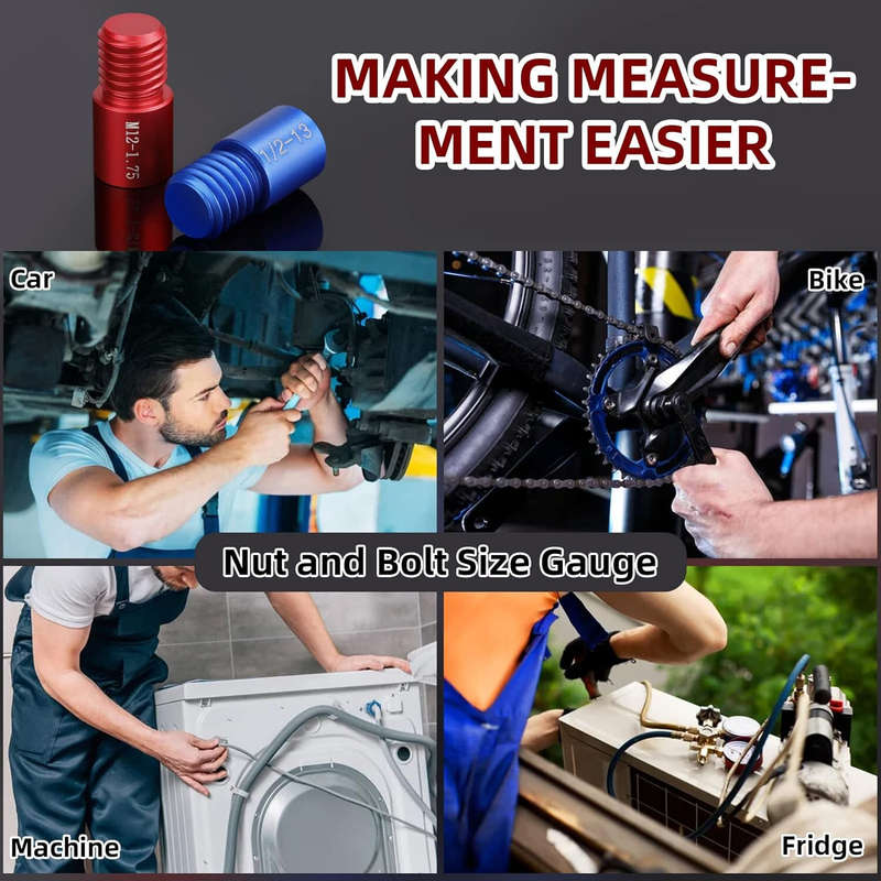 26PCS Nut and Bolt Thread Checker Nut and Bolt Size Gauge 14 Inch and 12 Metric New Individually Ass