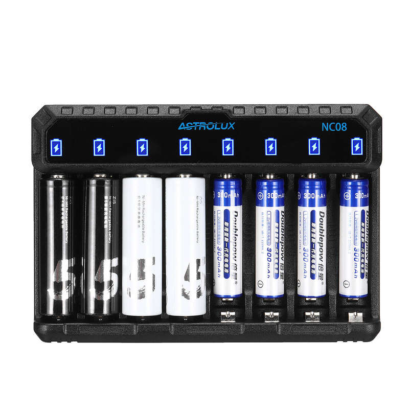 Astrolux NC08 8 Slot Intelligent Charger For Ni-MH/Ni-Cd/Li-ion AA AAA 1.5V 14500 10440 Battery Type